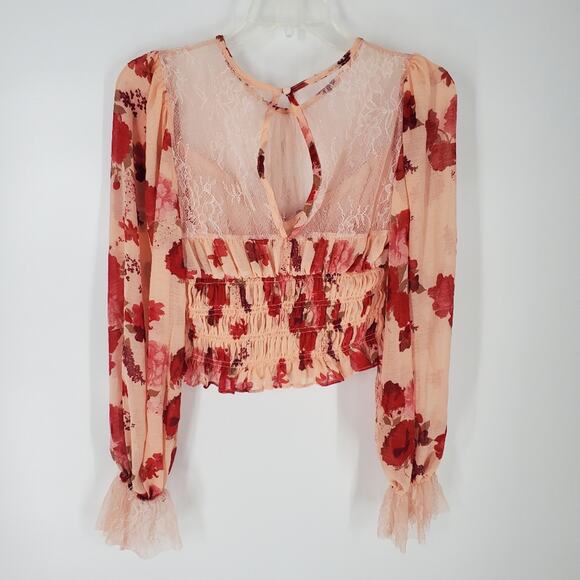 Free People Romantic Combo Floral Lace Daphne Blouse S - Picture 5 of 11
